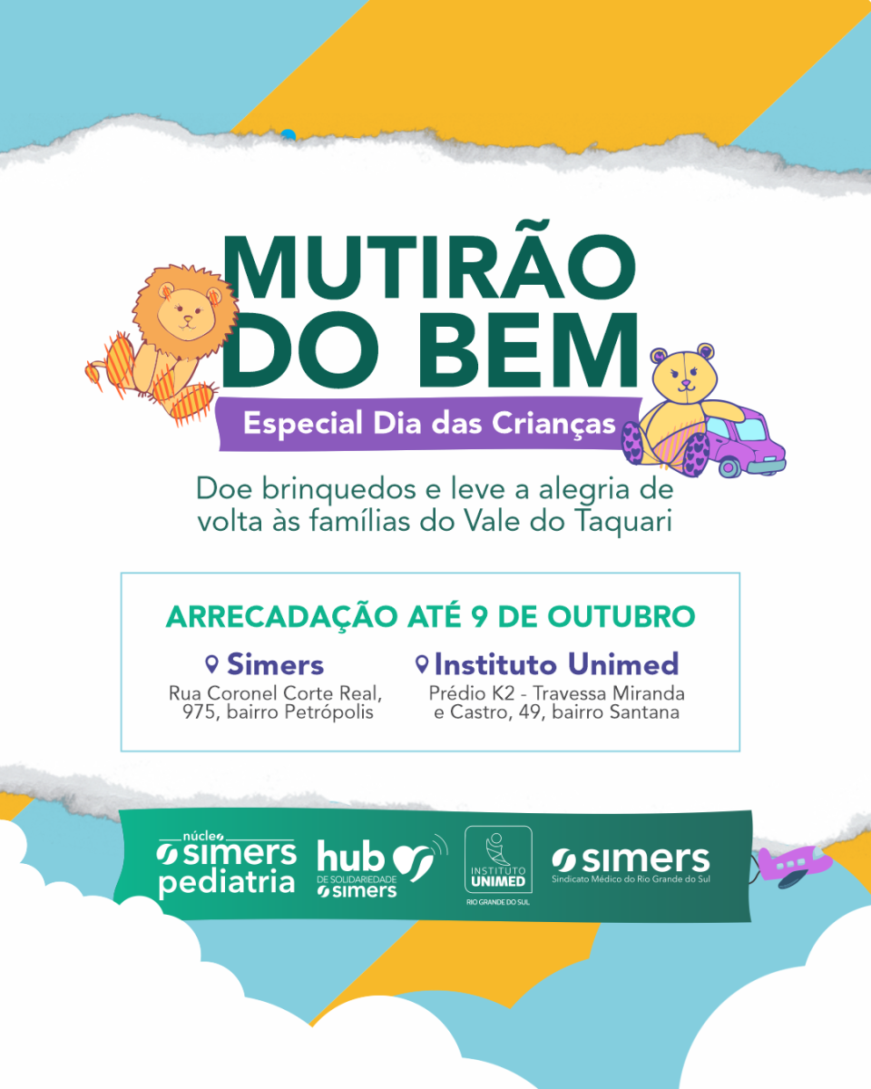 Mutirão do Bem continua e Simers promove arrecadação de brinquedos para